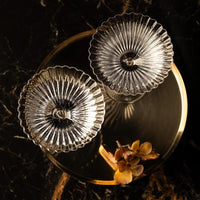 Venus Seashell Martini Cocktail Glasses Set of 2 – top view of two glasses on a gold tray