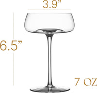 Crystal Cocktail and Champagne Coupette Glasses Gift Set of 4 – styled flat lay for celebrations