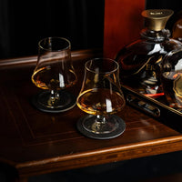 Brandy and Cognac Crystal Snifter Glasses Gift Set of 2 – signature gift box closeup with cocktail recipes