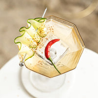 Octagonal Coupe Cocktail Glasses with Gold Rims Gift Set of 4 – signature gift box closeup with cocktail recipes