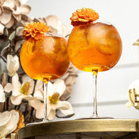 Copa de Balon Spanish Gin Goblet Cocktail Glasses Gift Set of 2 – signature gift box closeup with cocktail recipes