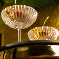 Venus Seashell Coupe Cocktail Glasses Gift Set of 4 – signature gift box closeup with cocktail recipes