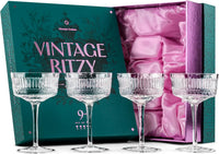 Vintage Ritzy Cocktail and Champagne Coupe Glasses Gift Set of 4 – ready-to-gift signature box
