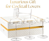 Crystal Cocktail and Champagne Coupette Glasses Gift Set of 4 – detail of hand-polished crystal rim