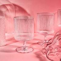 Vintage Art Deco Ribbed Goblet Cocktail Glasses with Stem Gift Set of 4 – cocktail pour styling