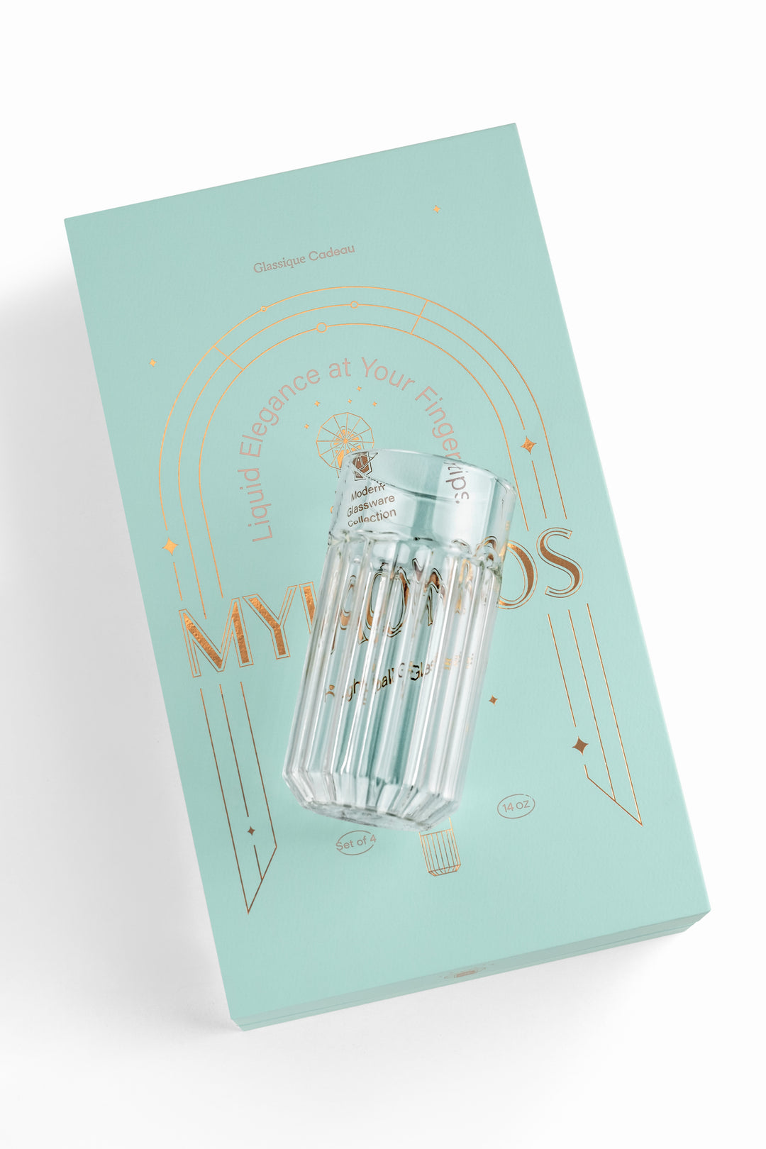 Mykonos Highball Cocktail Glasses | Modern Glassware Collection | Set of 4 | 14 oz