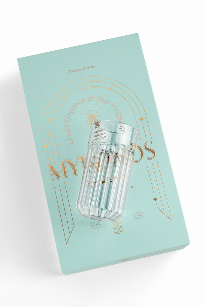 Mykonos Highball Cocktail Glasses | Modern Glassware Collection | Set of 4 | 14 oz