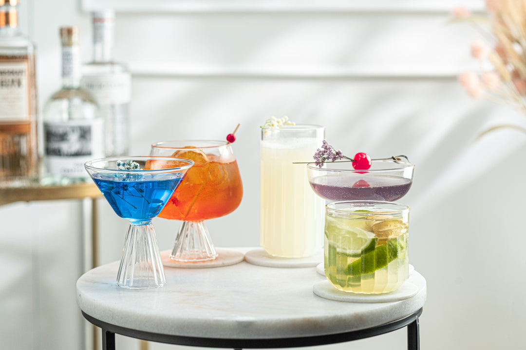 Mykonos Highball Cocktail Glasses | Modern Glassware Collection | Set of 4 | 14 oz