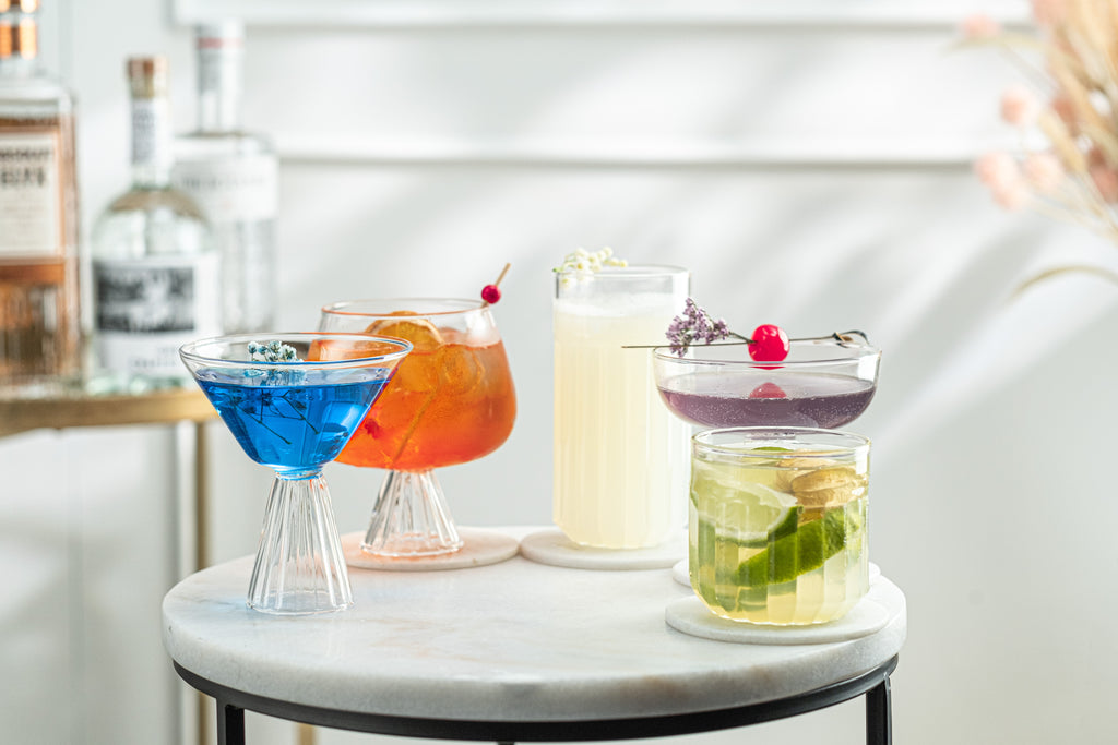 Mykonos Highball Cocktail Glasses | Modern Glassware Collection | Set of 4 | 14 oz