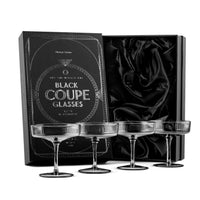 Art Deco Smoke Black Coupe Glasses