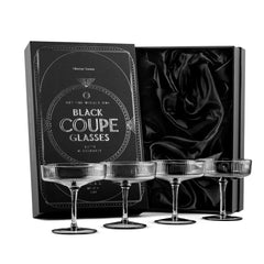 Art Deco Smoke Black Coupe Glasses