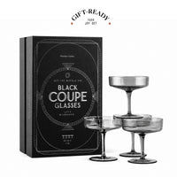 Art Deco Smoke Black Coupe Glasses