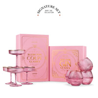 Art Deco Blush Pink Gin & Tonic Glasses with Gold Rims