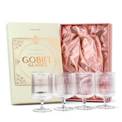 Art Deco Ribbed Goblet Cocktail Glasses with Stem