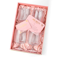 Art Deco Ribbed Goblet Cocktail Glasses with Stem