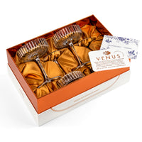 Venus Seashell Coupetini Cocktail Glasses Set of 4 – open gift box with satin lining and recipe card
