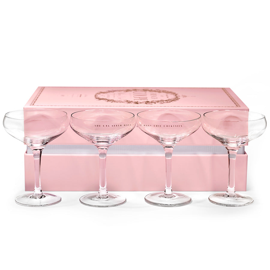 French Champagne and Cocktail Coupe Glasses | Set of 4 | 6 oz