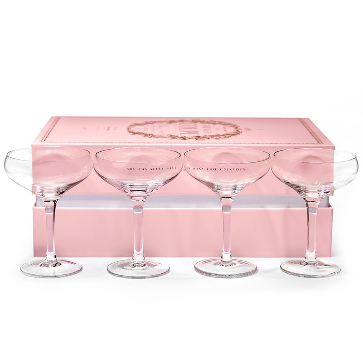 French Champagne and Cocktail Coupe Glasses | Set of 4 | 6 oz