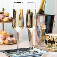 Gold Rimmed Square Champagne Glasses Gift Set of 2 – hosting and entertaining detail