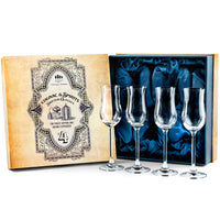 Cognac and Armagnac Tulip Snifter Copita Glasses Gift Set of 4 – ready-to-gift signature box