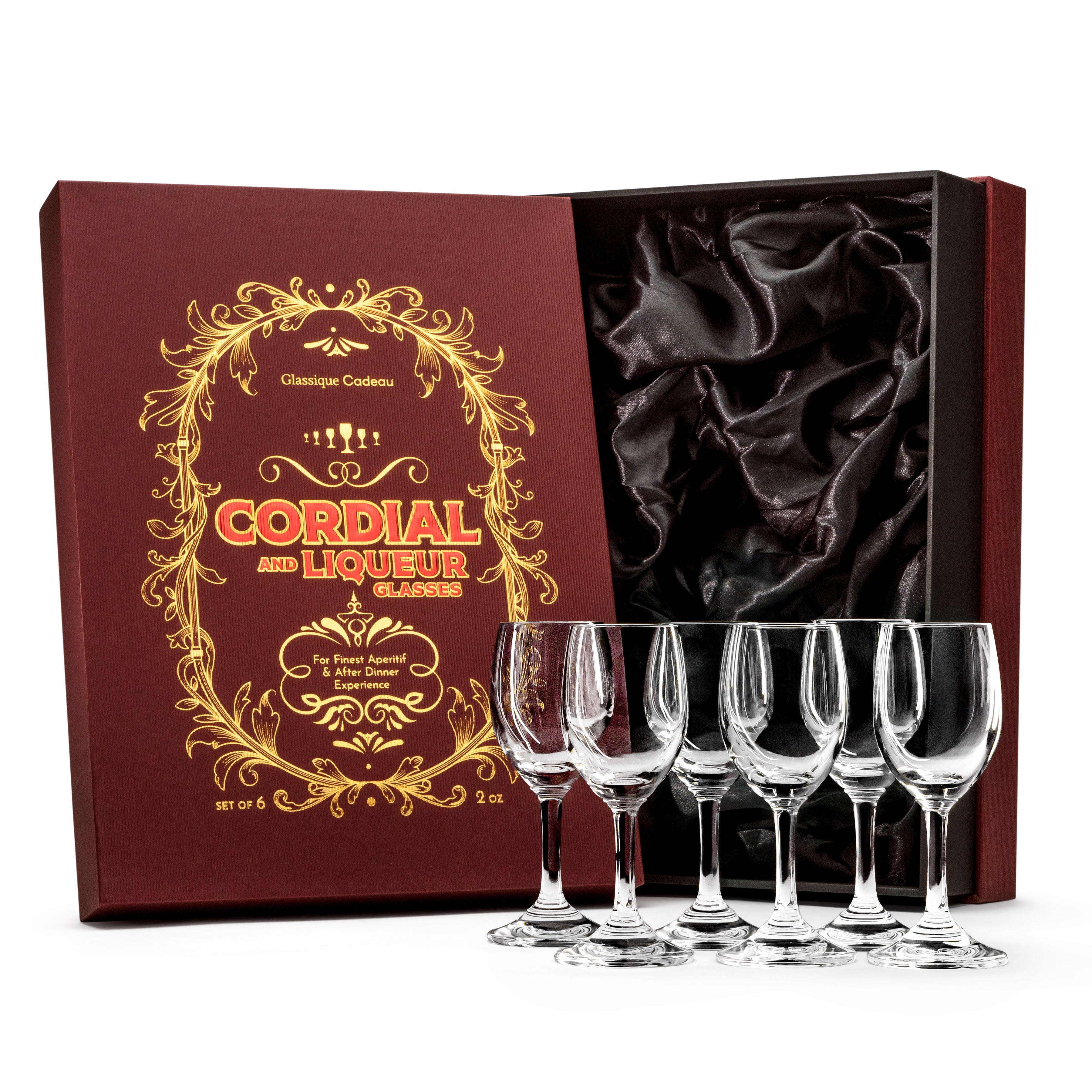  GLASSIQUE CADEAU Port and Dessert Wine, Sherry, Cordial,  Aperitif Tasting Glasses, Set of 4 Small Crystal 7 oz Sippers
