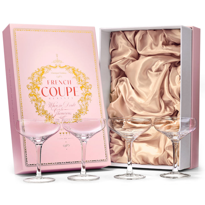 French Champagne and Cocktail Coupe Glasses | Set of 4 | 6 oz