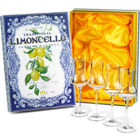 Italian Limoncello Liqueur Cordial Glasses Gift Set of 4 – ready-to-gift signature box