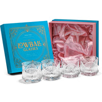 Vintage Art Deco Rocks Lowball Cocktail Glasses Gift Set of 4 – ready-to-gift signature box