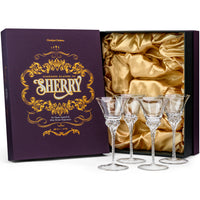 Sherry Port and Dessert Wine Crystal Schooner Sipper Glasses Gift Set of 4 – ready-to-gift signature box