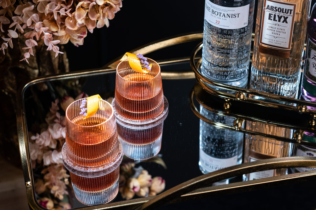 Vintage Art Deco Speakeasy Lowball Glasses | Set of 4 | 9 oz