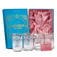 Vintage Art Deco 1920s Highball Glasses Gift Set of 4 – ready-to-gift signature box