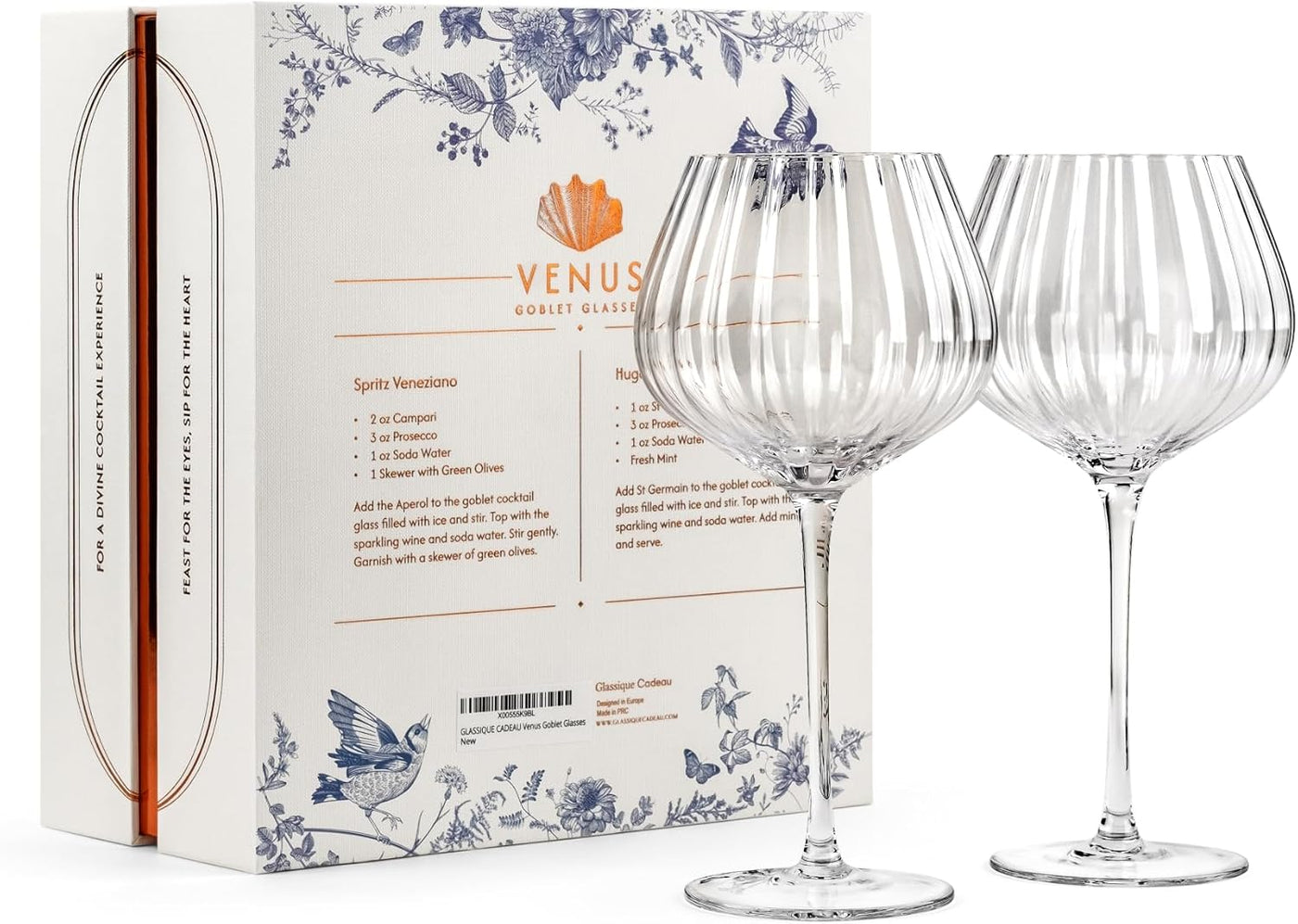 Venus Seashell Balloon Goblet Cocktail Glasses