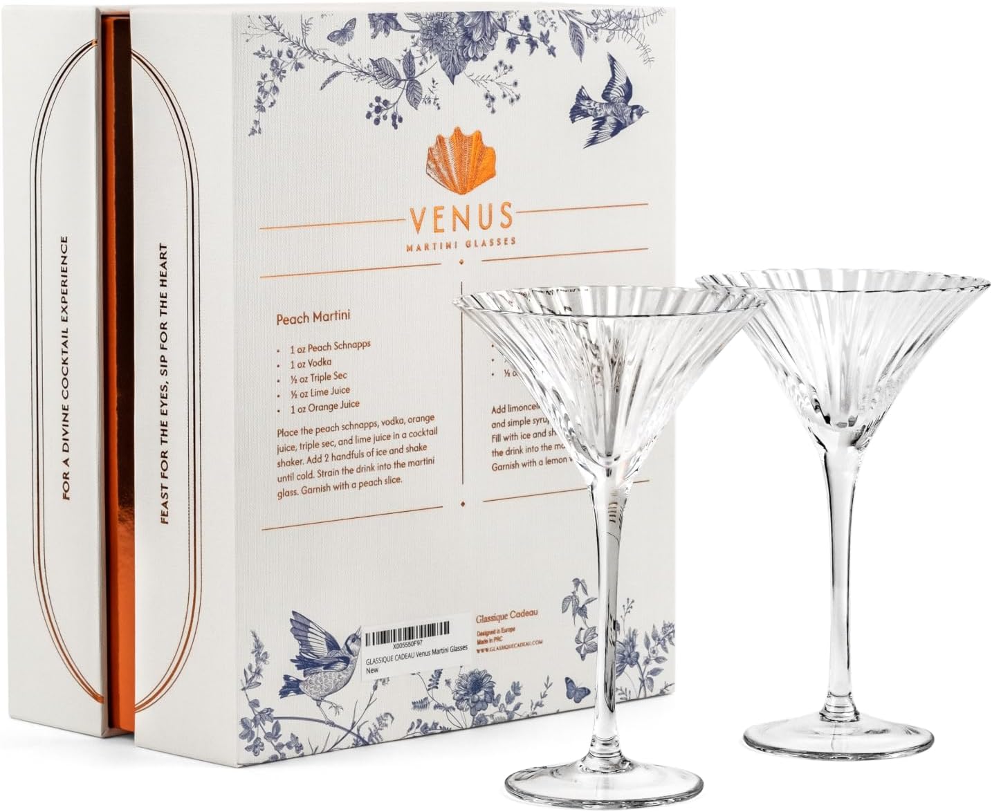 Venus Seashell Martini Cocktail Glasses