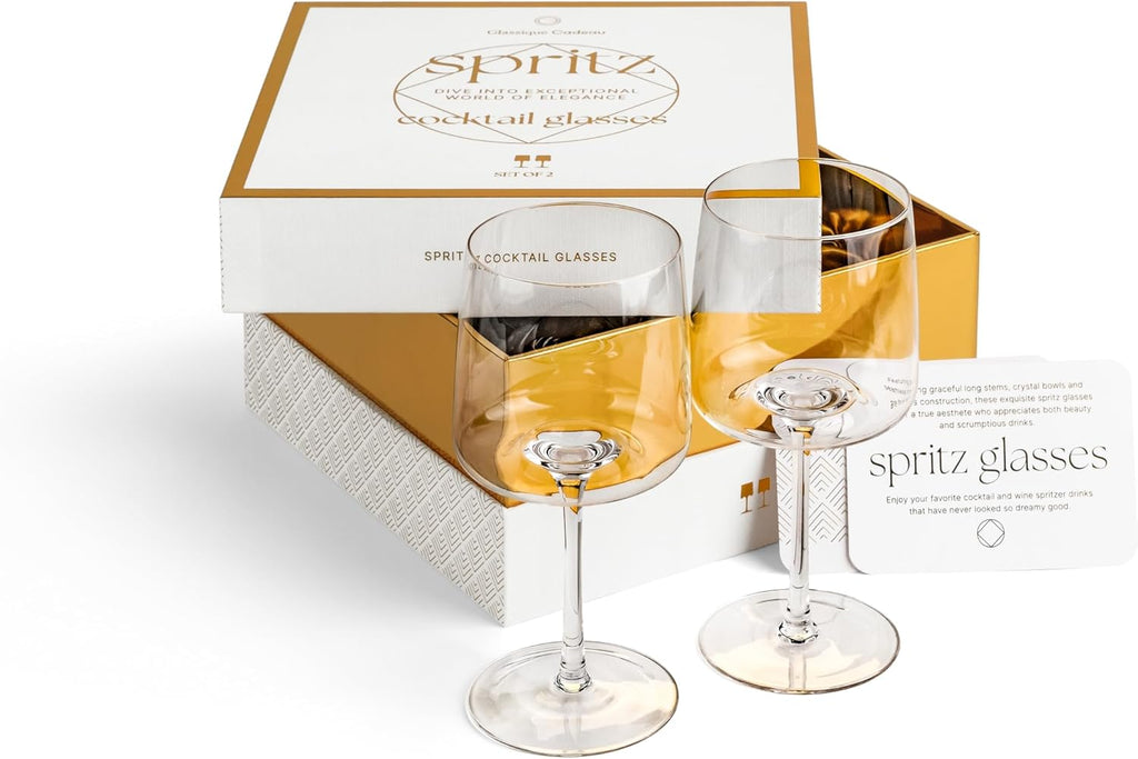 Crystal Aperol Spritz Cocktail Glasses | Set of 2 | 15 oz