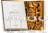 Crystal Cocktail and Champagne Coupette Glasses Gift Set of 4 – ready-to-gift signature box