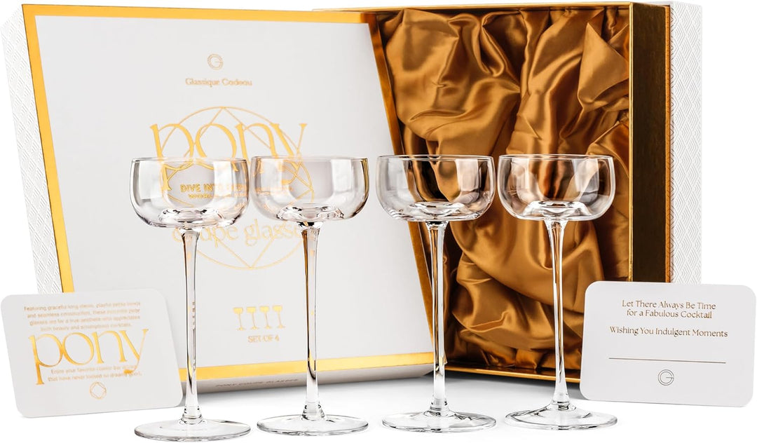 Nick and Nora Coupe Cocktail Glasses | Set of 4 | 5 oz