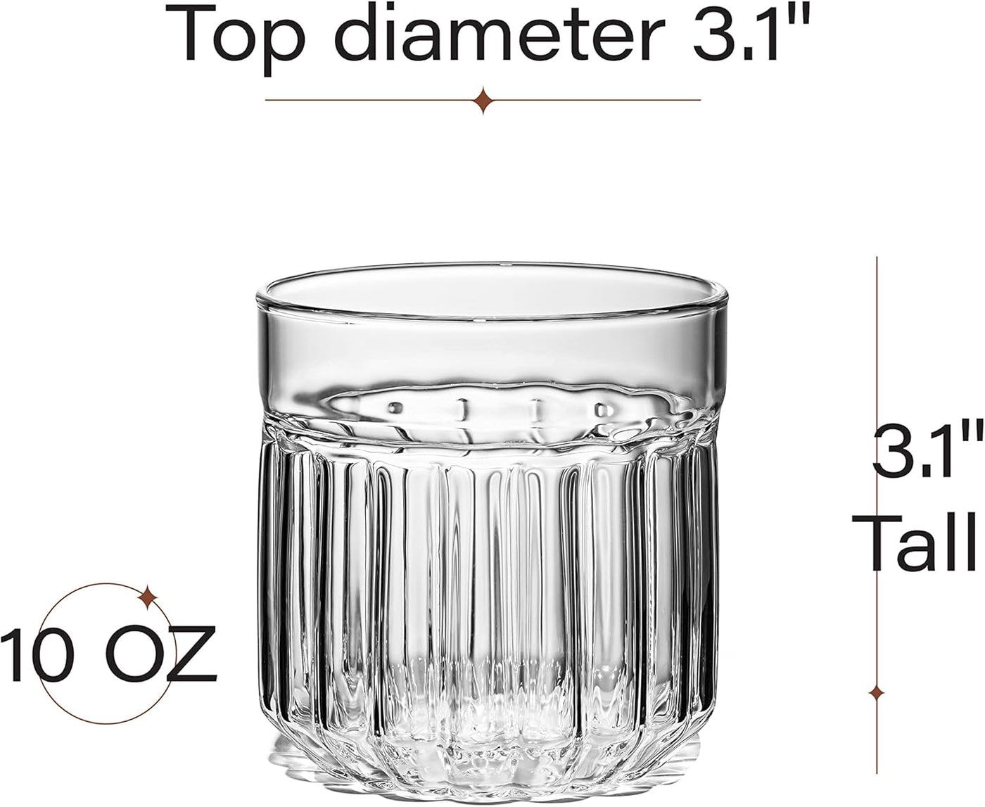 Santorini Modern Lowball Rocks Cocktail Glasses Gift Set of 4 – gift box detail close-up