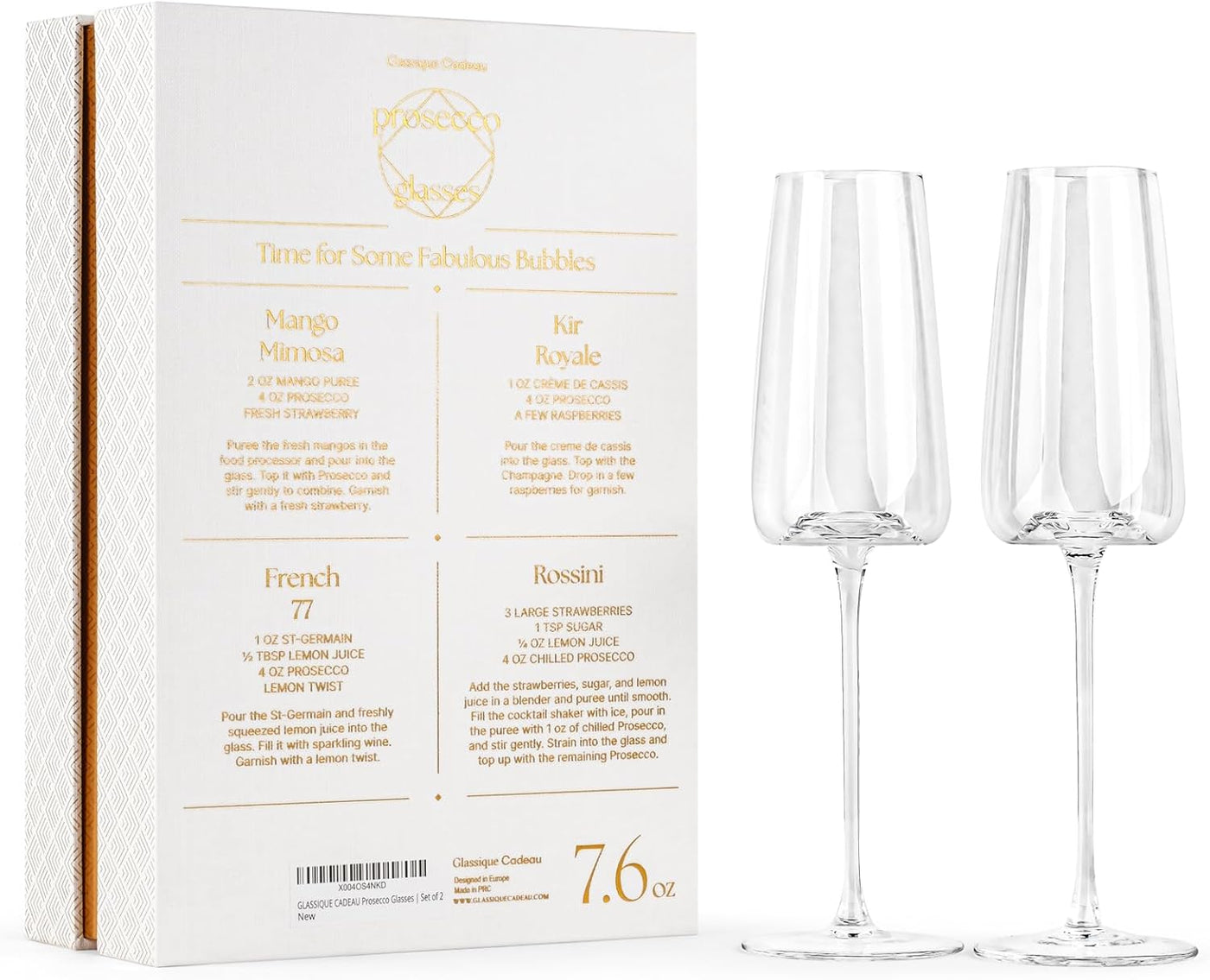Crystal Prosecco and Champagne Flute Glasses Gift Set of 2 – set scale and proportions