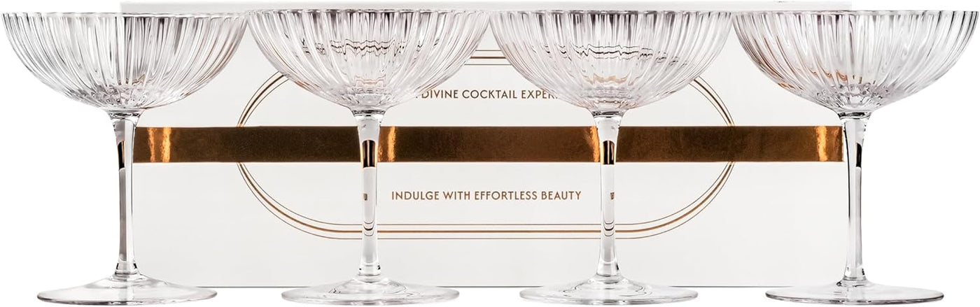 Venus Seashell Coupe Cocktail Glasses Gift Set of 4 – set scale and proportions
