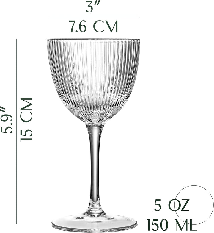 Vintage Art Deco Nick and Nora Coupe Glasses | Set of 4 | 5 oz