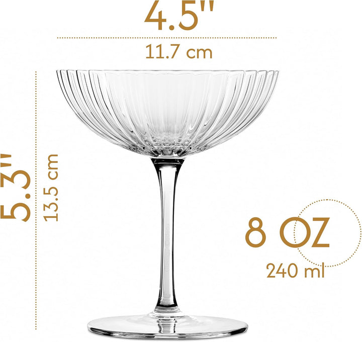 Venus Seashell Coupe Cocktail Glasses | Set of 4 | 8 oz