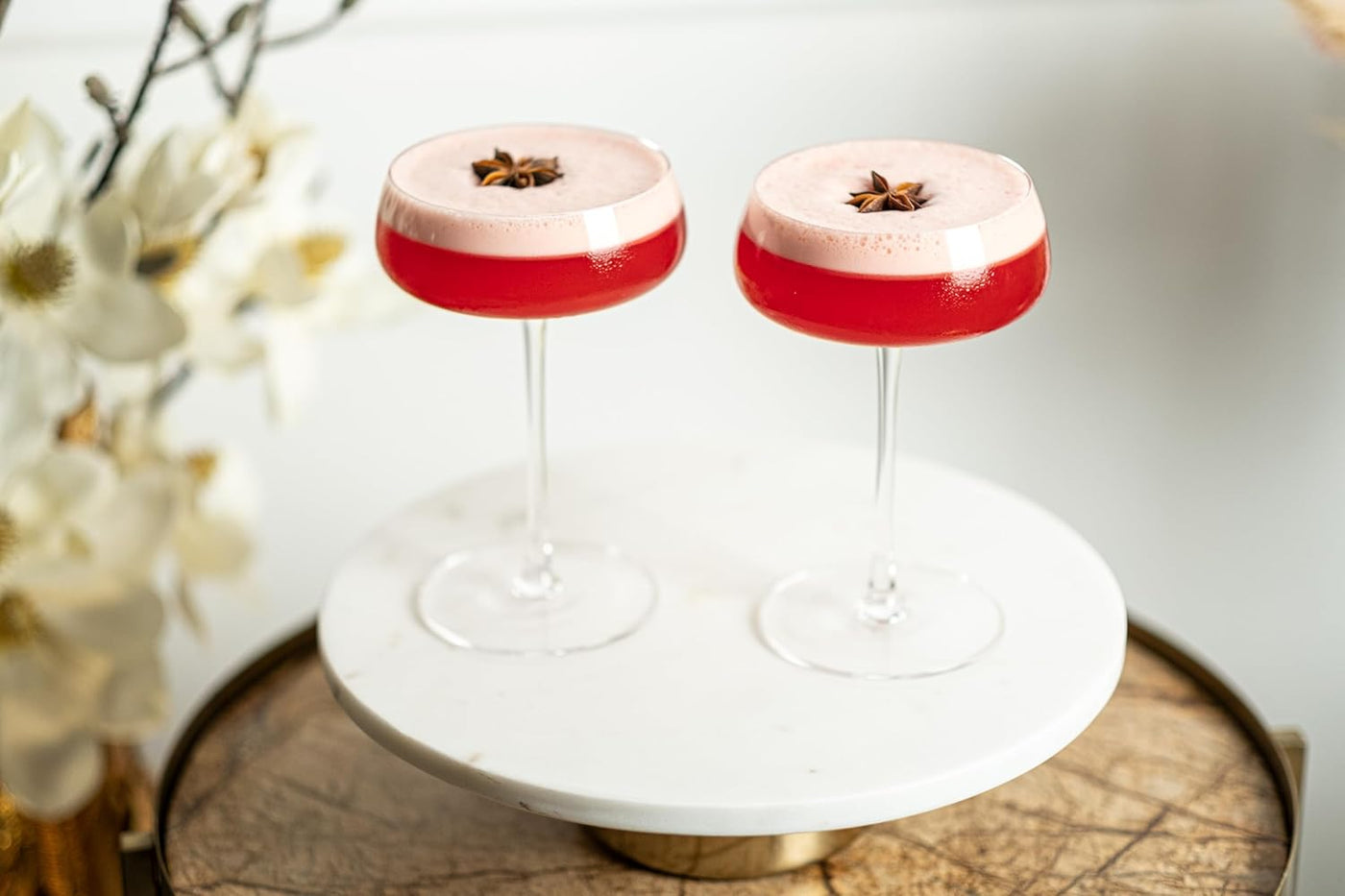 Crystal Cocktail and Champagne Coupette Glasses Gift Set of 4 – lifestyle hosting shot