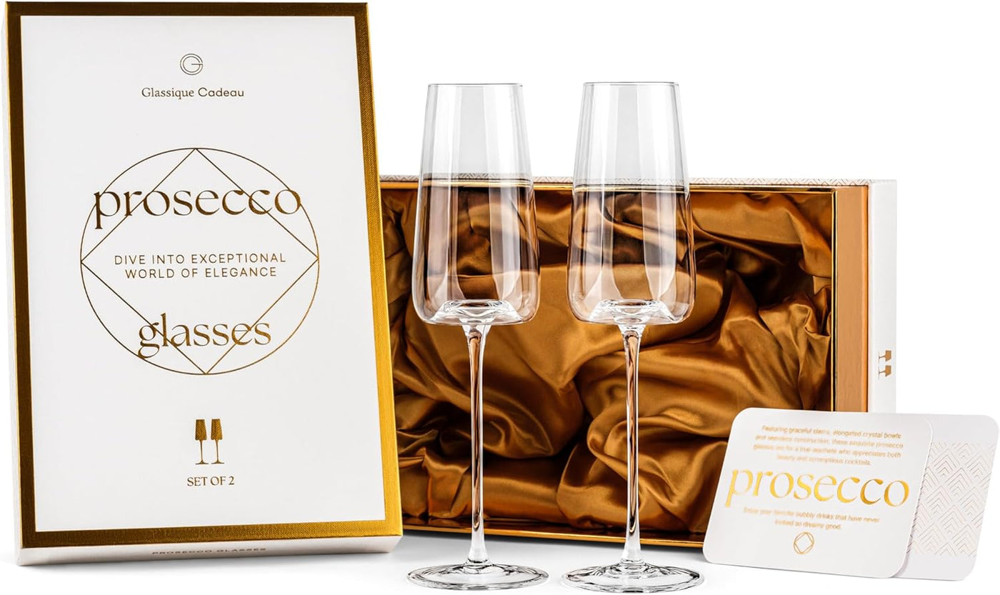 Crystal Prosecco and Champagne Flute Glasses Gift Set of 2 – packaging unboxing detail