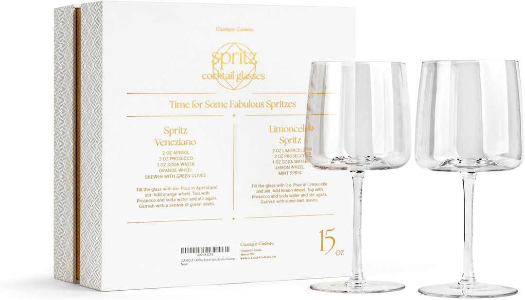Crystal Aperol Spritz Cocktail Glasses | Set of 2 | 15 oz