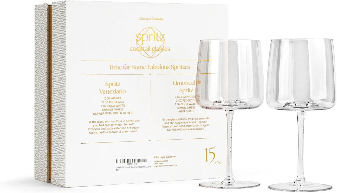 Crystal Aperol Spritz Cocktail Goblet Glasses Gift Set of 2 – styled gift moment