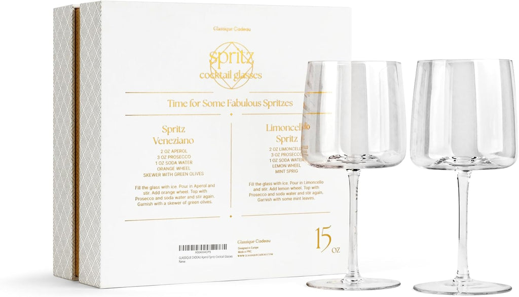 Crystal Aperol Spritz Cocktail Glasses | Set of 2 | 15 oz