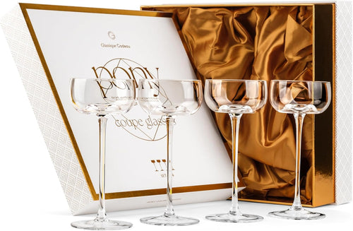 Nick and Nora Coupe Cocktail Glasses Gift Set of 4 – ready-to-gift signature box