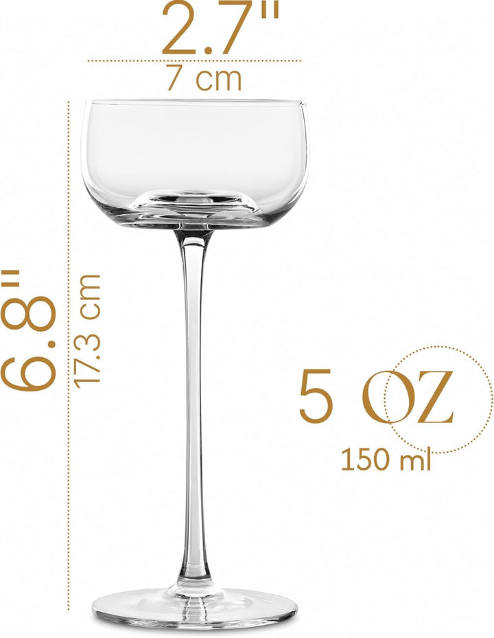 Nick and Nora Coupe Cocktail Glasses | Set of 4 | 5 oz