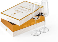 Crystal Prosecco and Champagne Flute Glasses Gift Set of 2 – detail of hand-polished crystal rim