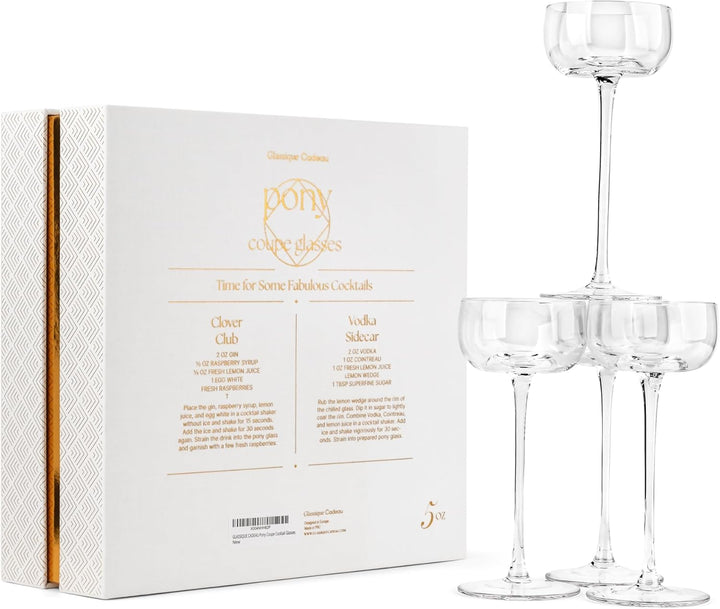 Nick and Nora Coupe Cocktail Glasses | Set of 4 | 5 oz